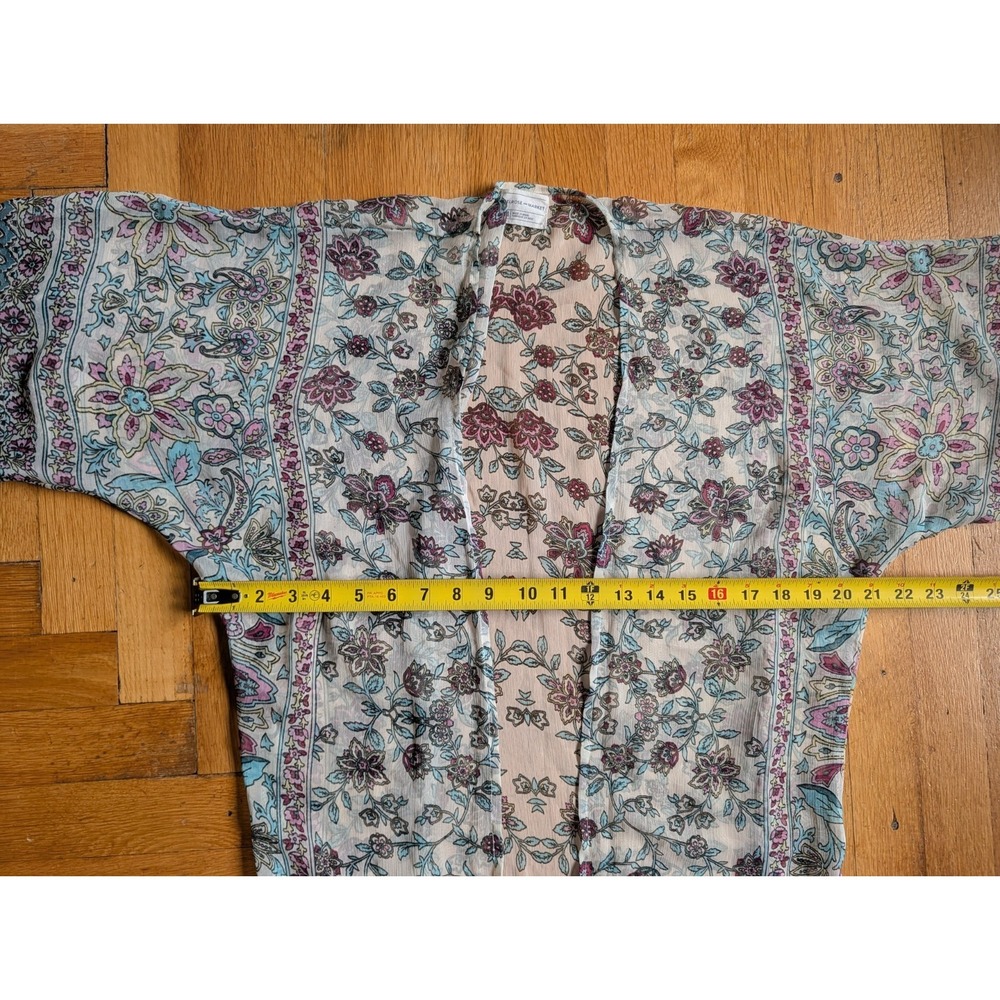 Melrose & Market Sheer Kimono Duster Sheer Boho Floral Festival Resort Vacation - Picture 10 of 11